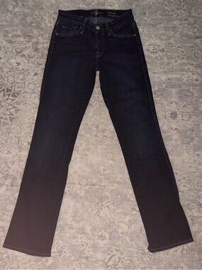 7 For All Mankind Women's Dark Indigo Straight-Leg Jeans